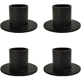 GUTE Taper Candle Holder Matte Black Iron Candlestick Home Decor 4Pcs | 0.78in Candle Compatible,Wrought Iron,Handcrafted,Modern Farmhouse Decor,Wedding Centerpiece,Party,Dining,Halloween,Round