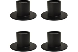 Gute Taper Candle Holder, Candle Holders for Pillar Candles, Matte Black Candlestick Holder Centerpieces for Home Decoration, Wedding Anniversary, Party, Housewarming Gifts,Set of 4,Round