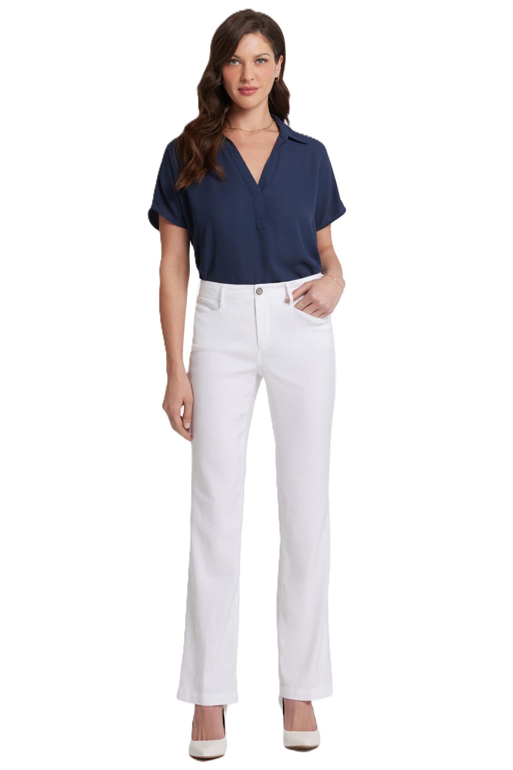NYDJ Women’s Petite Linen Trouser, Optic White, 4P