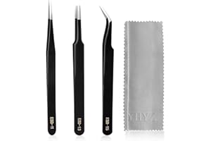 YHYZ 3PCS Precision Tweezers Set, Premium Stainless Steel Anti-Static ESD Tweezes, Suitable for Tweezers, for Craft, Electronic, Soldering, Model, Hobby, Jewelry Making Laboratory