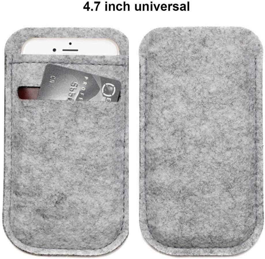 Universal Wool Felt Phone Case Wallet Bag 4.7'' 5.5'' for iPhone 6 7 8 Plus Cellphone Pouch Sleeve Bag Cover for Samsung Xiaomi,4.7 Inch-Light Gray