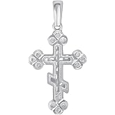 Solid Sterling Silver Orthodox Cross Pendant, Eastern Orthodox Cross Religious Symbol Pendant, Silver Jewelry Made in USA (MD)