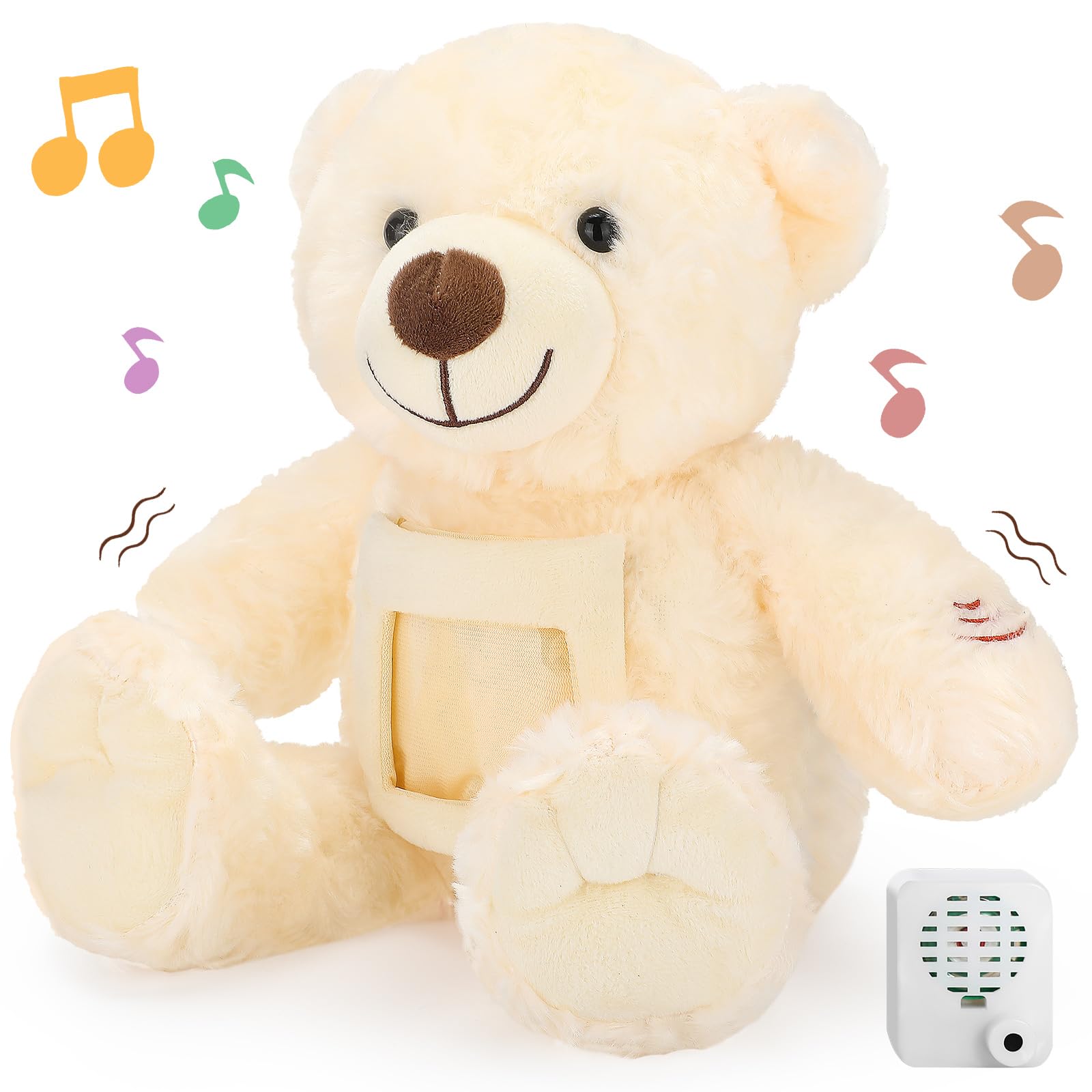 Photo 1 of Leyndo Bear with Voice Recording Remembrance Stuffed Animal with Picture Recordable Messages Memorial Toy for Baby Shower Birthday Gift, Recording Gifts(Beige, 18 Inch)