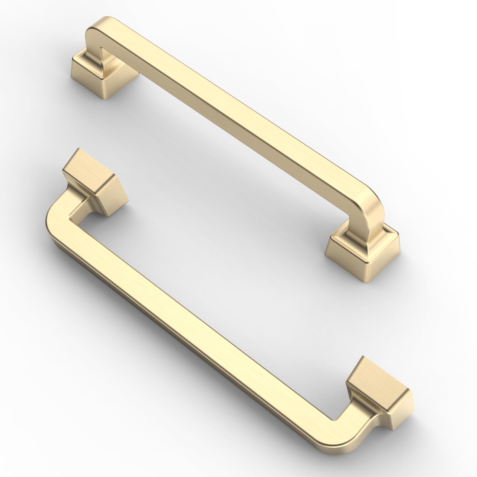 FURNIWARE Pack of 10 Cabinet Handles, Furniture Handles, Borehole Spacing, 128 mm, Kitchen Handles, Drawer Handles, Brushed Brass Handles, Brushed Kitchen Cabinets