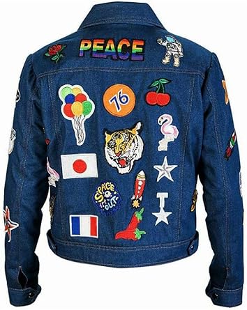 elton john jean jacket with patches