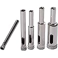 Drilax Diamond Drill Bits 5 Pcs Set 3/16 inch, 1/4 inch, 5/16 inch, 3/8 inch, 1/2 inch Diamond Tip Ceramic Tile Drill Bits for Glass Bottles Porcelain Tile and Flower Pots