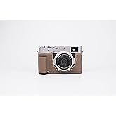 Camera Case for Fujifilm X100VI,UChandmade Genuine Leather Camera Half Case for Fujifilm X100VI - Top Layer Cowhide Body Metal Base Plate Hand Shank 3-in-1 Design (Brown)