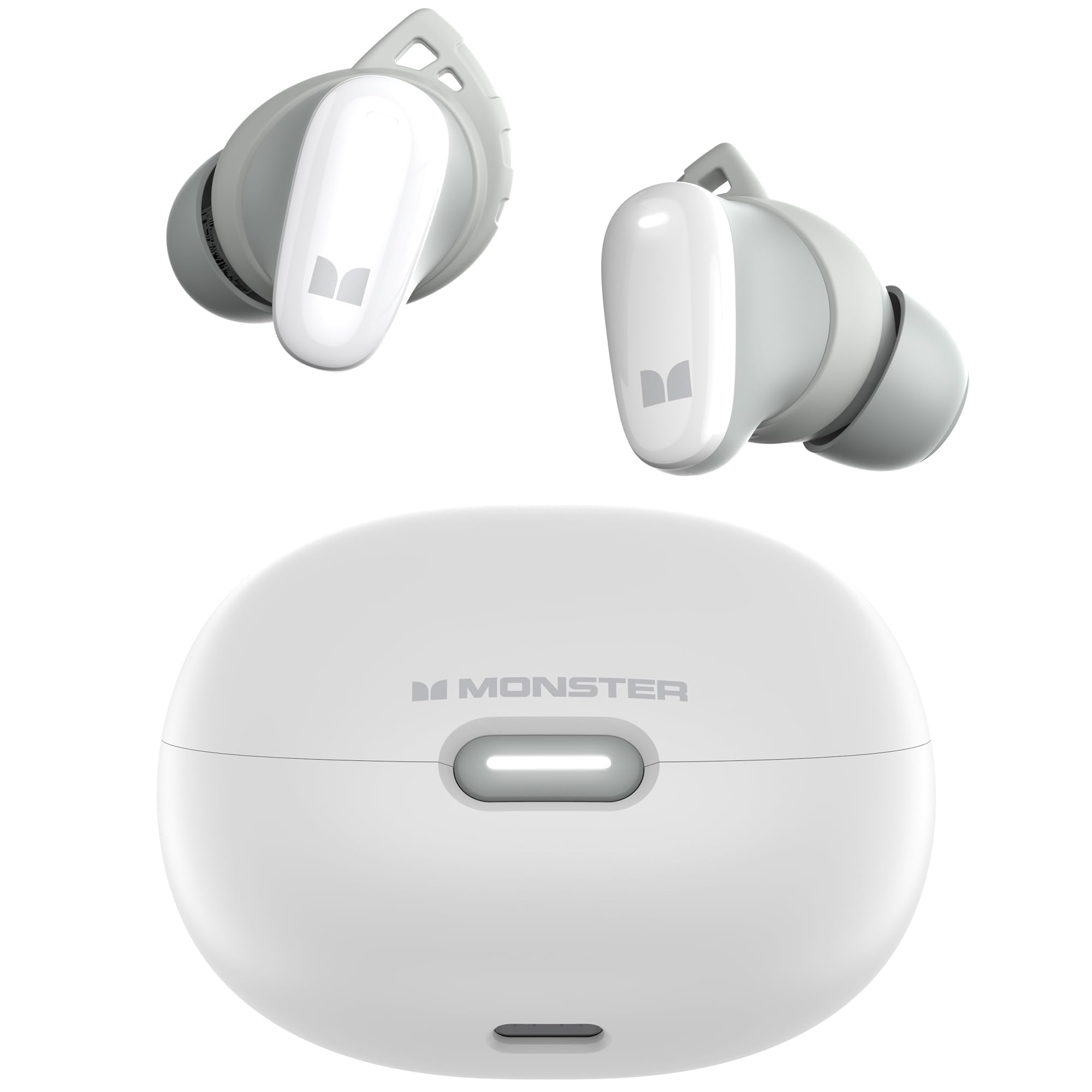 Photo 1 of Monster N-Lite 206 Bluetooth Earbuds, True Wireless Earbuds with Clear Talk, Bluetooth 5.4 Earphones Headphones Built-in Mic, Touch Control, Comfortable Fit, Type-C Charging, 25H Playback, White