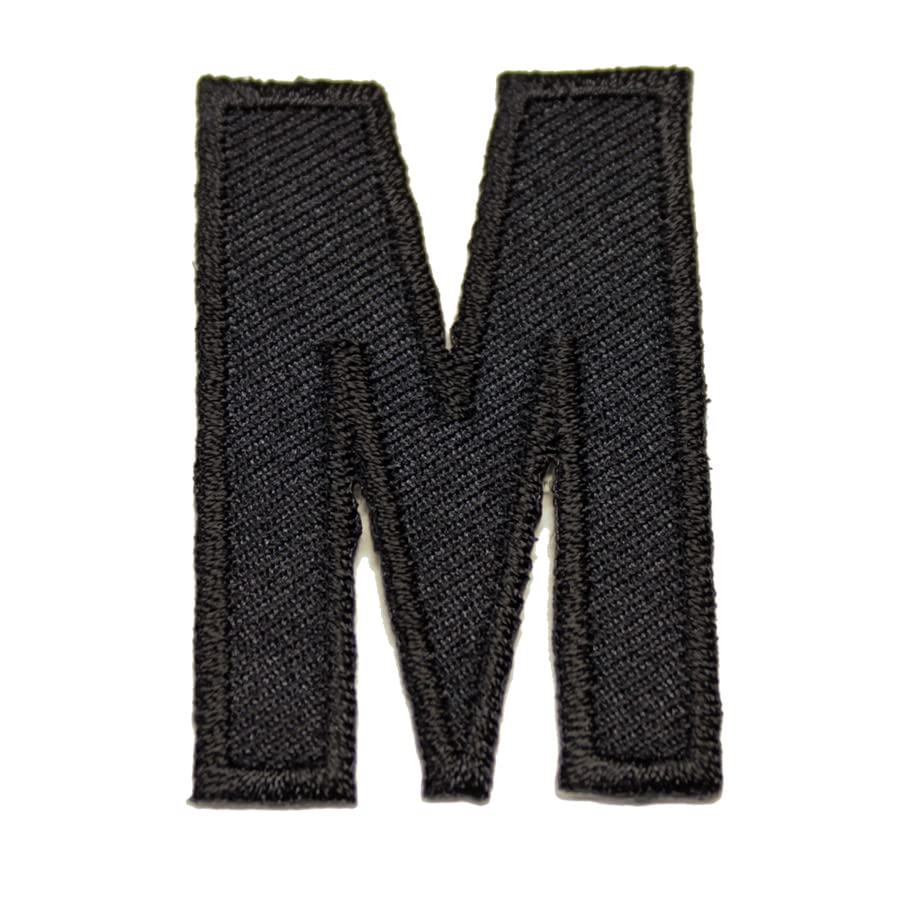 ワッペン 黒 アルファベット あるふぁべっと A B C D E F G H I J K L M N O P Q R S T U V W X Y Z アップリケ アイロン シンプル 刺繍 手芸 おなまえ 名前 入園グッズ 入園準備 保育園 幼稚園 (アルファベット 黒【M】) の商品画像