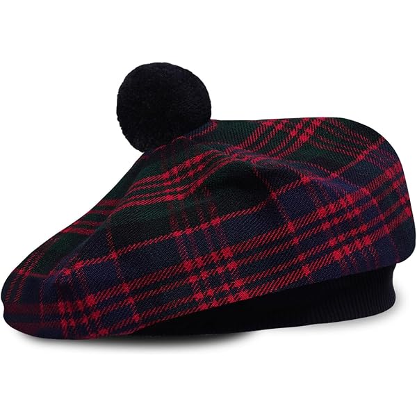 Plaid Newsboy Cap with Pom GOLF PLAID GREEN HAT POM POM BALL - ONE SIZE - CABBIE  main image 4