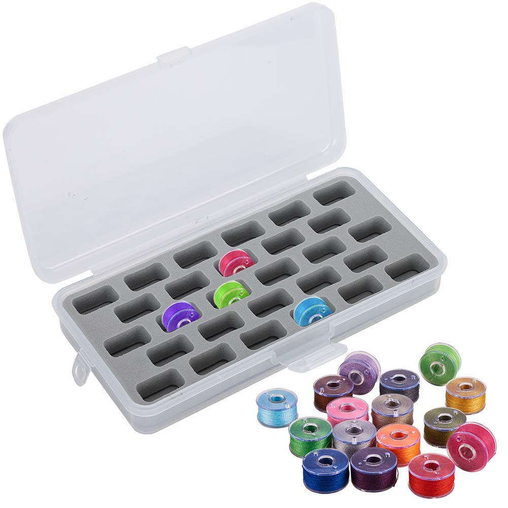 28 Slots Empty Thread Storage Cover Bobbin OrganizerBobbins Spools Box for Sewing Machine, Bobbins Spools Not Included Sewing Machines and Accessories