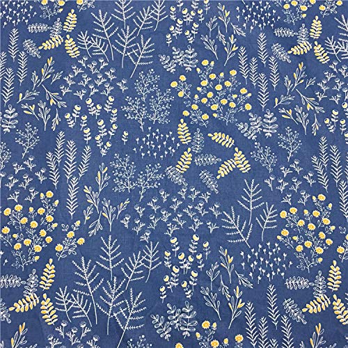 Gyulin 100% Cotton 300 Thread Count Envelope Style V Shaped/Tri/Boomerang Standard Pillow Case Cushion Cover Only Cover No Insert (Dark Blue Flower Leaves)