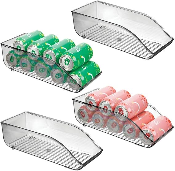 mDesign Set of 4 Can Holder for Pantries, Fridge Drawers & Fridge