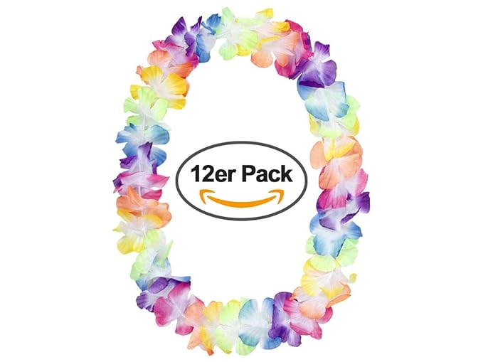 Alsino Hawaiiketten Blumenketten (Hk-02) 12er Set Multifarben Hula Ketten Hawaii Party Deko Girlanden