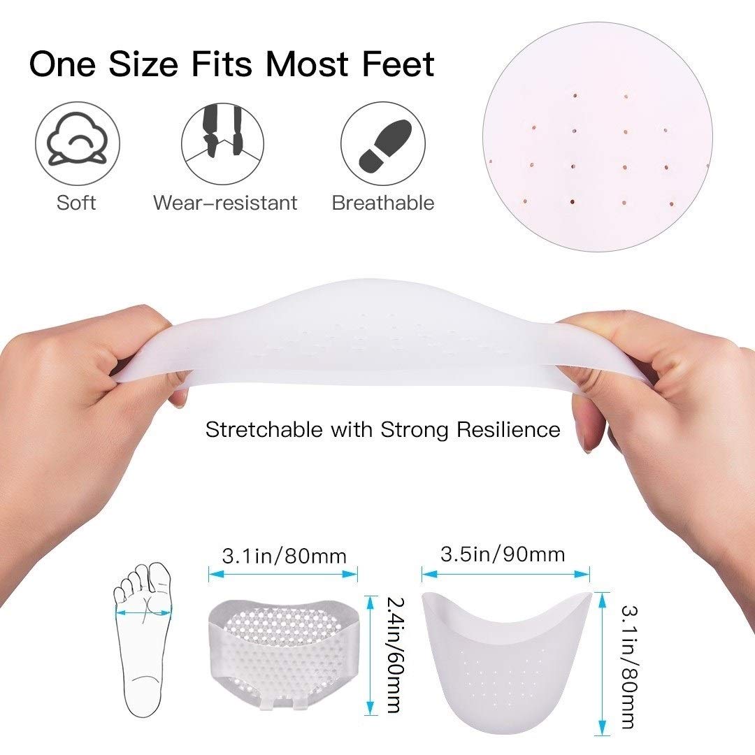 2 Pairs Soft Silicone Gel Toe Protectors Covers Faireach Toe Caps Metatarsal Pads with Forefoot Cushion Ballet Pointe Dance Athlete Shoe Pads 4 PCS