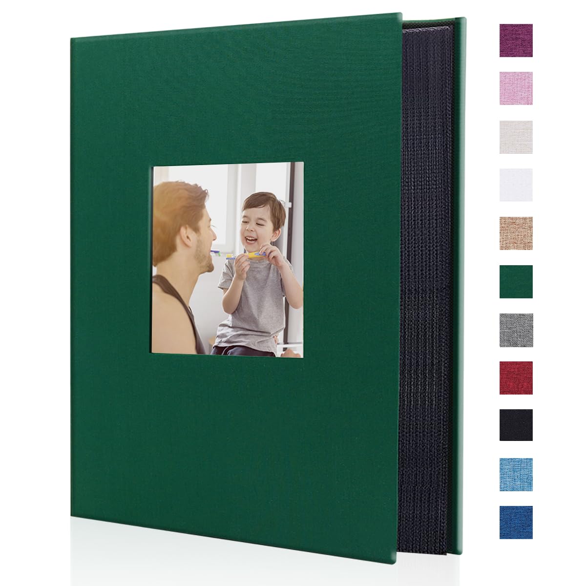 Miaikoe Photo Album 6x4 300 Pockets Slip in Large Capacity Album for Family Wedding Anniversary Linen Album Book Holds 300 Horizontal 10x15cm Photos(300 Pockets, Dark Green) — image 1