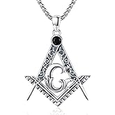 TRISHULA 925 Sterling Silver Masonic Necklace Viking Masonic Pendant Freemason Necklace for Men Masonic Symbol Jewelry Gift for Birthday