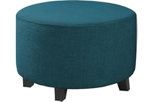 ADPON Ottoman Cover Stretch Ottoman Slipcover Round Ottoman Storage Cover Folding Stool Covers Furniture Protector Cover for Footrest Ottoman (Large,Deep Teal)