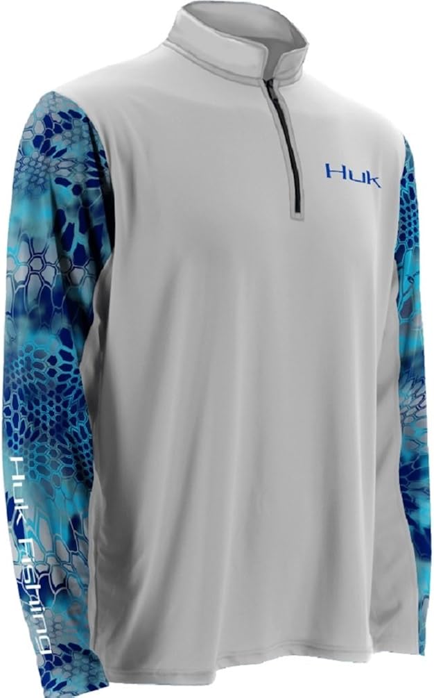 Huk Fishing ICON Kryptek 1/4 Zip Performance Shirts (Medium, White