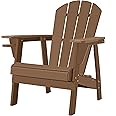 Restcozi Adirondack Chairs, HDPE All-Weather Adirondack Chair, Fire Pit Chairs (1, Teak)
