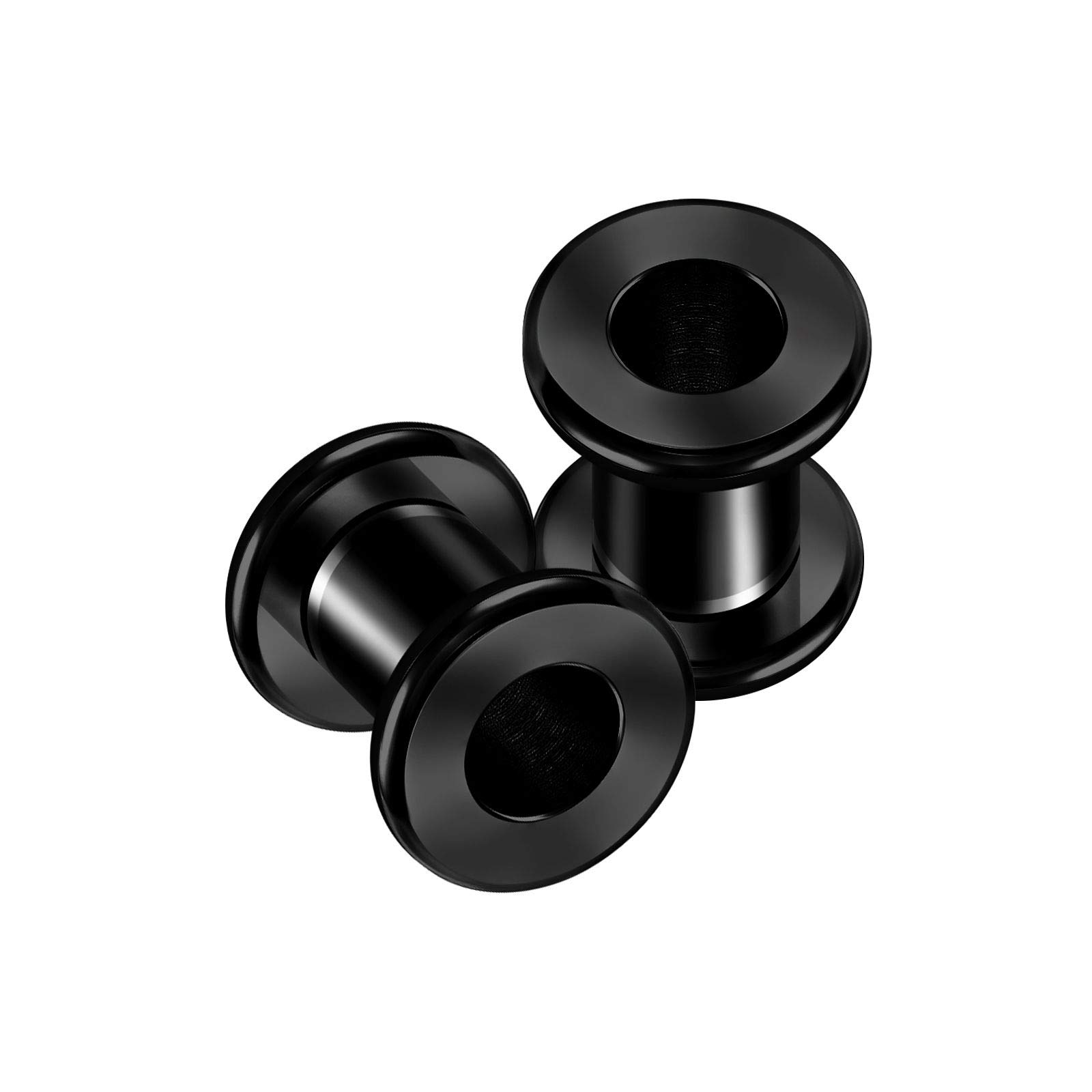 BanaVega 2PCS Anodized Black 2g 6mm Flesh Rounded Edges Ear Gauge Earring Tunnel Plug Stretcher Piercing Jewellery 5394