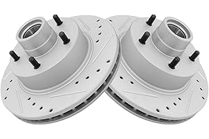 TRQ Front Brake Rotors Set Premium G-Coated 2 Piece Slotted X Drilled Driver & Passenger Side Compatible with 73-78 Buick 76 Cadillac 70-78 Chevrolet 71-77 GMC Oldsmobile Pontiac