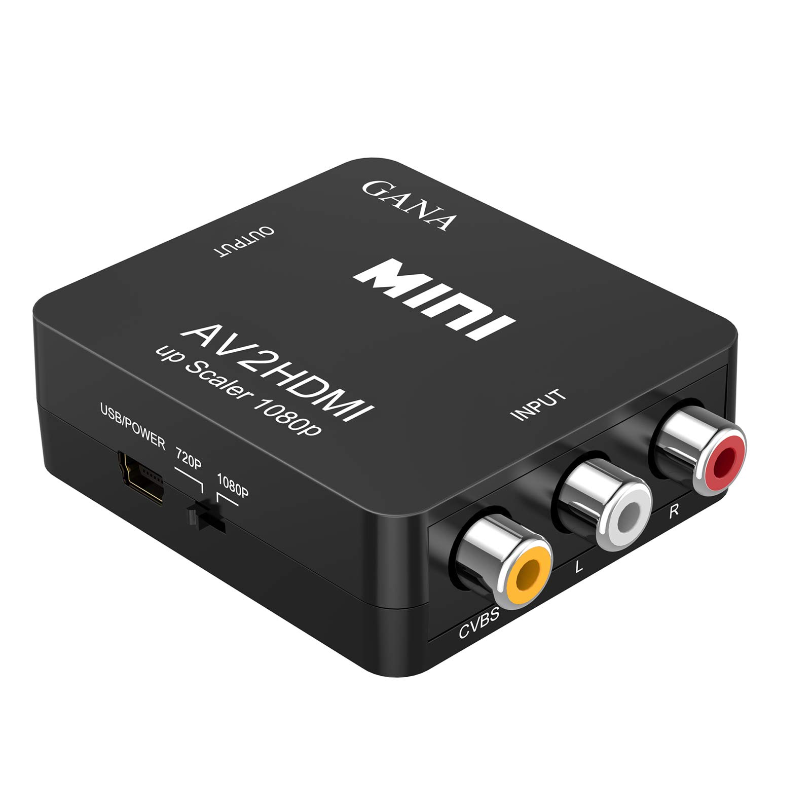 RCA to HDMI変換コンバーター GANA AV to HDMI 変換器 AV2HDMI USBケーブル付き 音声転送 1080/720P切り替え (コンポジットをHDMIに変換アダプタ)商品画像