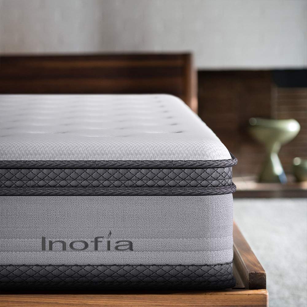 Inofia Double Mattress in a Box, Euro Top Memory Foam and Spring Hybrid