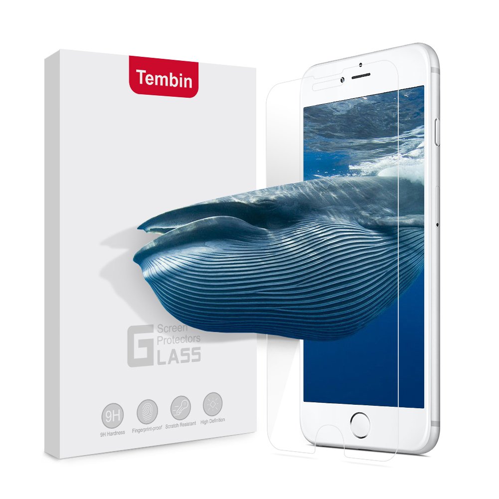 Tembin Tempered Glass Screen Protector,3D Nanometer Screen Guard,High Definition Film Protection Ultra-clear 9H Hardness Anti Fingerprint & Anti Glare Case Friendly for iPhone 7 8 Plus [2 Pack]