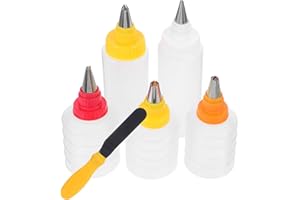 SEWCHICS 6Pcs Cake Decorating Squeeze Bottles Set Baking Supply for DIY Icing, Cookie Decoration, and Dessert