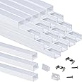 Muzata 20Pack 3.3FT/1M Plus-Size Spotless LED Channel White Aluminum LED Strip Diffuser Channel with Milky White Cover U103 HW 1M