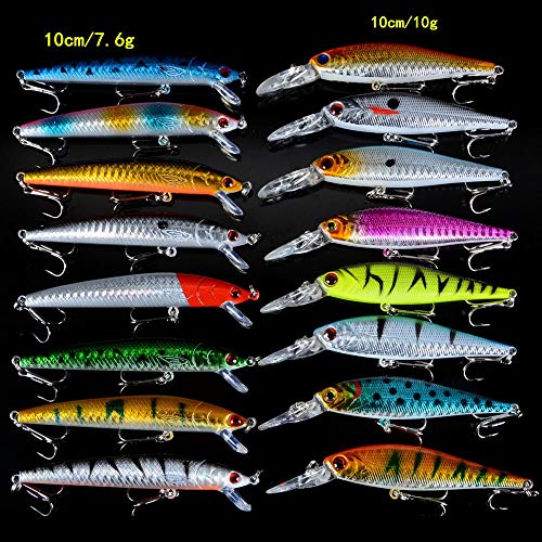 NAWQK 16pcs 2 Modelle Minnows Angelköder Jerkbait Qualitäts-Fischen 6# Hooks Tackle