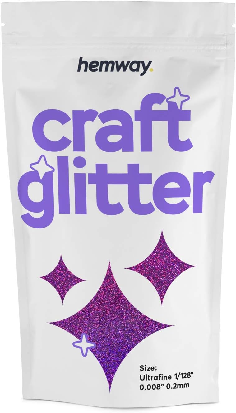Hemway Craft Glitter Purple Holographic 100g Ultrafine Glitter for Crafts Resin, Cosmetic, Nail, Face, Body, Festival