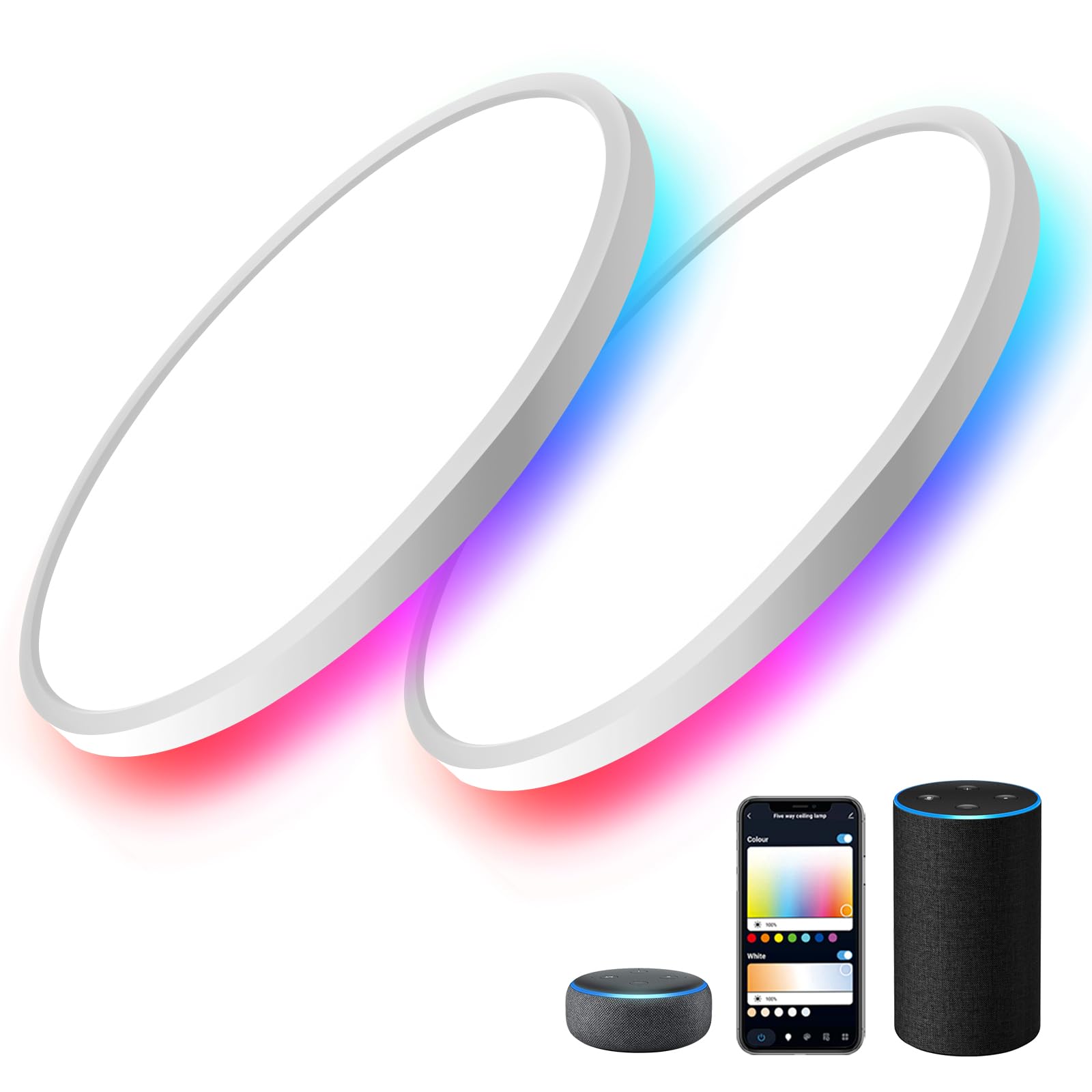 MELEGAN 2Pcs RGB Smart Ceiling Light, Super Slim