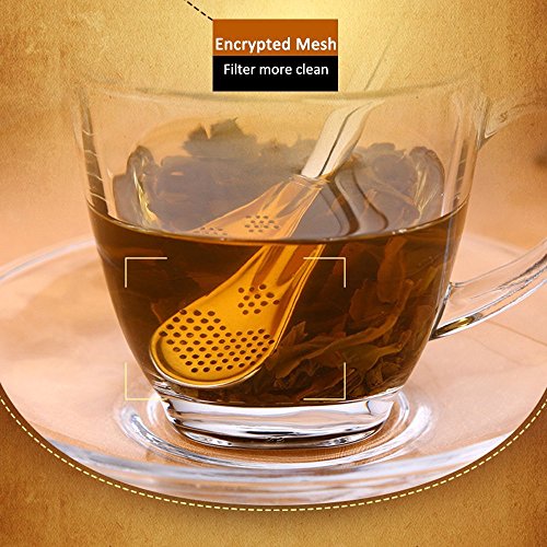 Spoon Straws Tea Filter Colander Reusable Drinking Straws Long Barware Strainer Stirring Steel Spoon Tea Infuse (5pcs) - Thumbnail 5