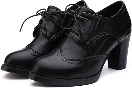 leather heeled brogues