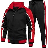 DUOFIER Men Tracksuit Set Full-Zip Sweatshirt Jogger Sweatpants Warm Sports Suit Gym Training Wear