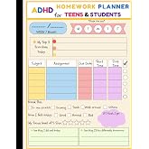 ADHD Homework planner for teens and students: Colorful Undated Assignment Tracker Journal Notebook for middle, high school and College