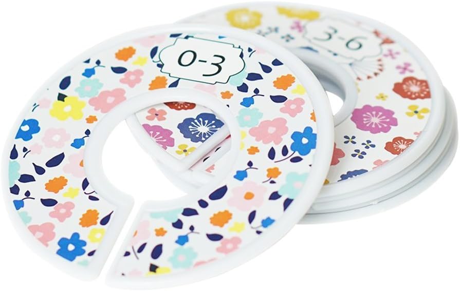 Baby Closet Dividers, Girl, Nursery Clothes Organizer, Floral Decor (Set of 6)
