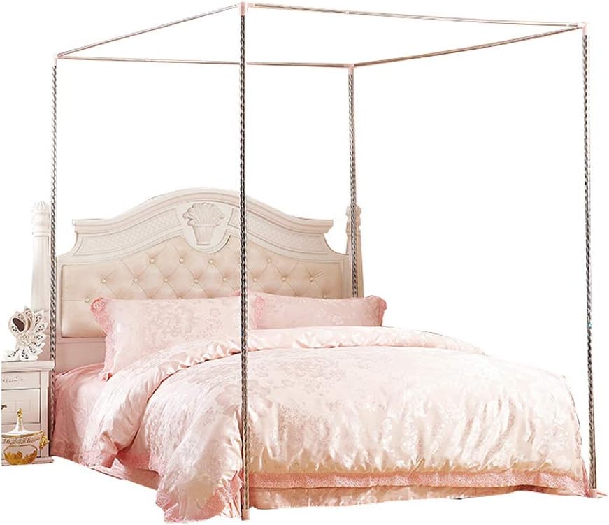 STLWDMNF Stainless Steel Canopy Mosquito Netting Canopies Frame, 4 Corner Bedding Fit for Twin/Full/Queen/California King/King Size Metal Bed,California King,22mm