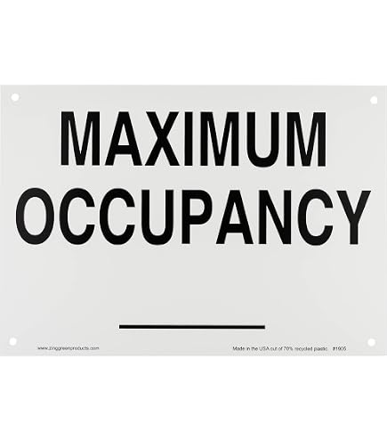 7x10 Inch Occupancy Limit Sign ZING Eco Maximum Occupancy Sign With ...