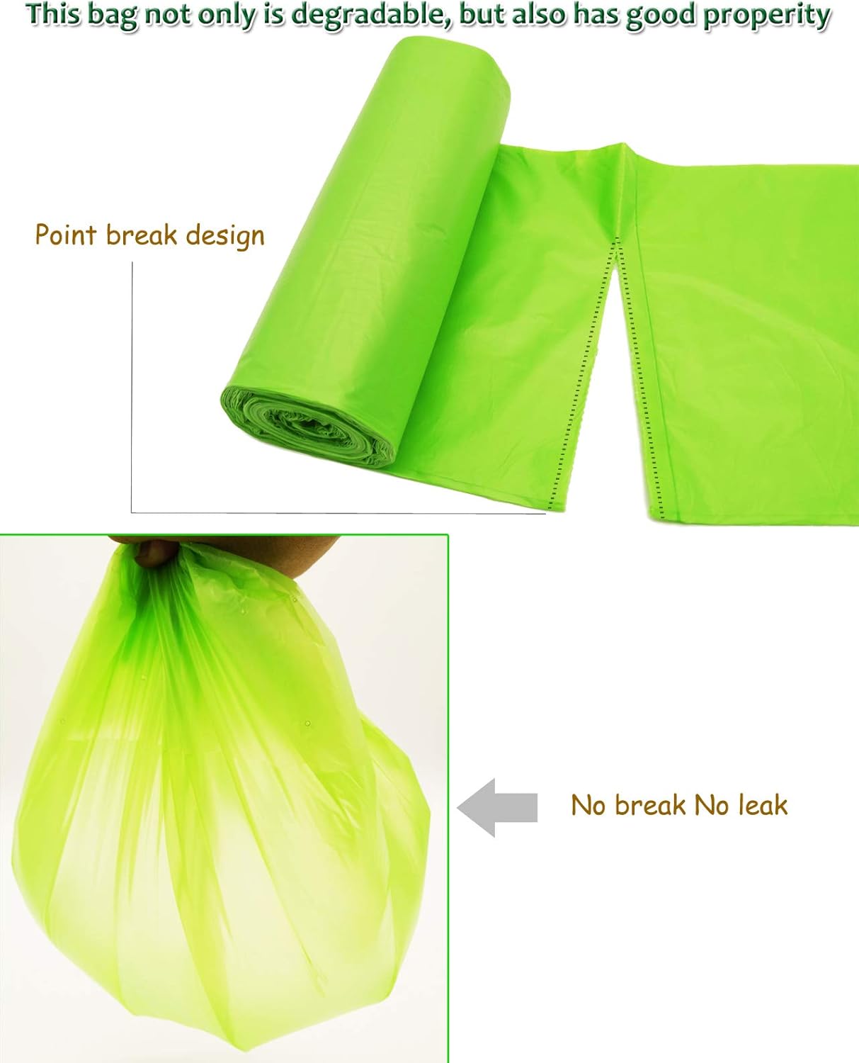 13 Gallon 80 Pcs Biodegradable Compostable Trash Bags – Transparent Green Bags – Strong and Leak-Proof – Compostable Trash Bags – Multipurpose Bin Bags for Bedroom, Bathroom, Kitchen, Office, Etc.: Health & Personal Care