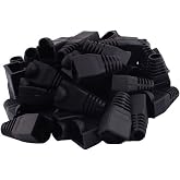 YIOVVOM Soft Plastic Ethernet RJ45 Cable Connector Boots Cover Strain Relief Boots CAT5 CAT5E CAT6 CAT6E 100PCS (Black)