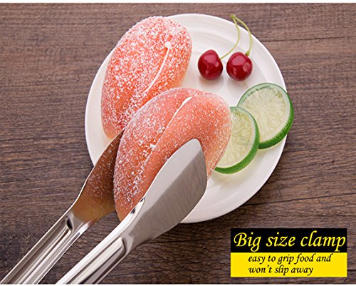 Tenta KitcheKitchen Tongs Stainless Steel Buffet serving utensils Salad BBQ Tongs Heavy Duty Serving Food Tongs for Frying,Cooking,Clipping Toast Bread,Grilling,Pastry, Sandwich,12 Inch (3 Pack)