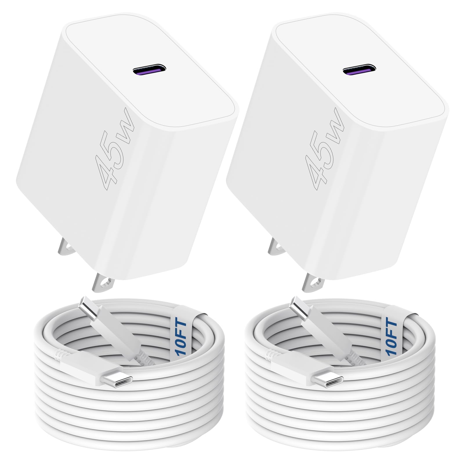 iPhone 17 Pro Max Charger Fast Charging, 45W USB C Wall Charger with 10FT Long Type C Charger Fast Charging Cable for iPhone 17/17 Plus/17 Pro Max/16/16 Plus/16 Pro/16 Pro Max/15/15 Pro/15 Pro Max