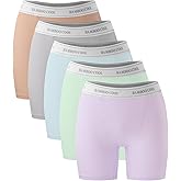 BAMBOO COOL Womens BoyShorts Underwear Full Coverage Ladies Panties High Waisted Boxer Briefs Breathable Stretch 5 Pack
