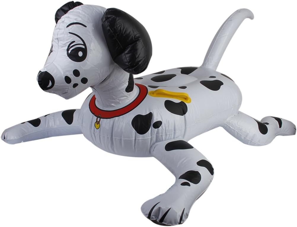 Inflatable Blowup Dog Kids Beach Pool Party Toy White with Black Spots