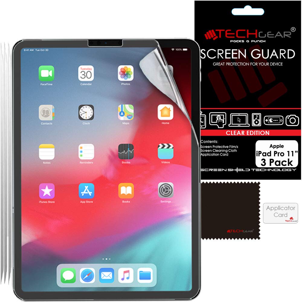 TECHGEAR [3 Pack] Screen Protectors for iPad Pro 11", Clear Screen Protector Guard Covers