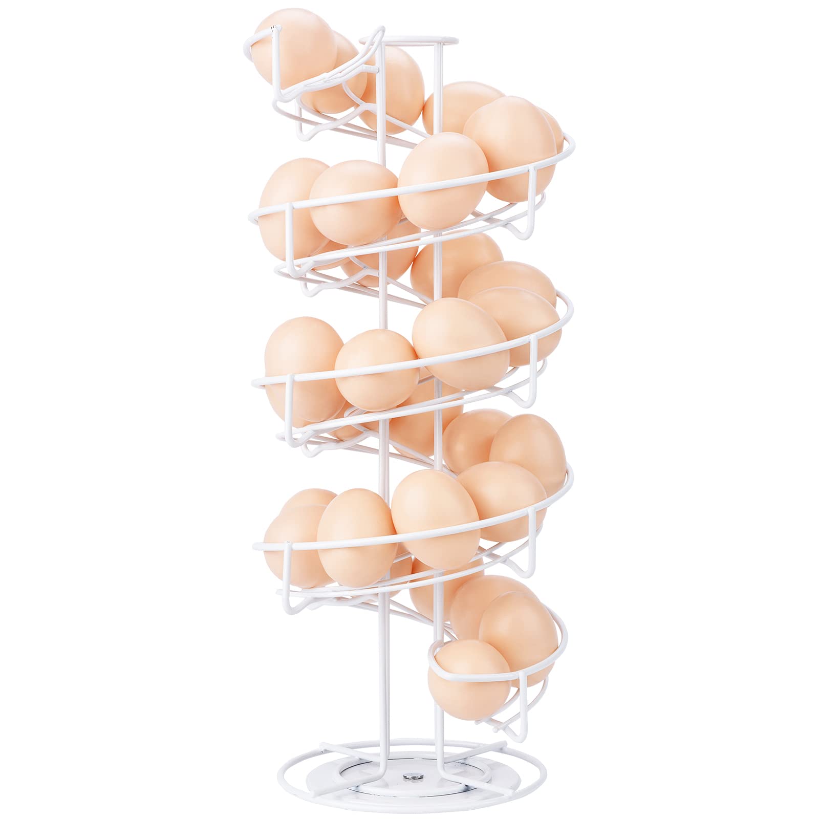 Toplife Spiral Egg Holder Storage for Kitchen, Egg Helter Skelter Dispenser Rack, White