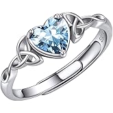 ChicSilver 925 Sterling Silver Celtic Knot/Claddagh Heart Shape Birthstone Promise Ring for Women